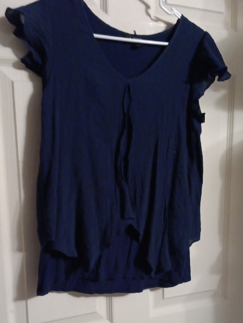 A. Byer Navy Short Sleeve V-Neck Tunic